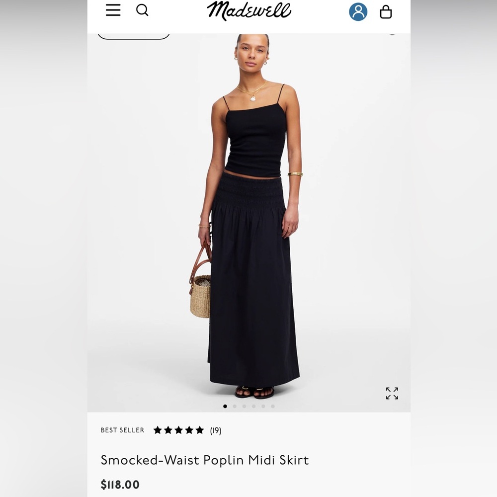 Madewell Black Smocked Maxi Skirt for Cocktail